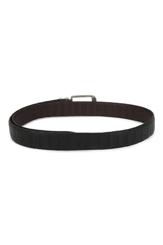 Image of Louis Philippe Men 100% Italian Leather Brush Gun Metal Buckle Formal Reversible Belt