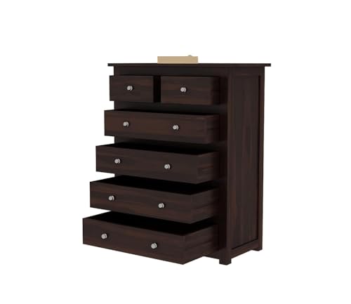 Image of Wooden Chest of Drawers for Living Room with 6 Drawer - Solid Wood Chest of Drawers Wooden Drawer Cabinet Chest of Drawer for Bedroom Storage Cabinet