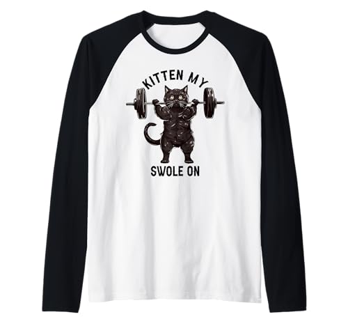 Black Cat Training, Deadlift, Kitten My Swole On Funny Maglia con Maniche Raglan