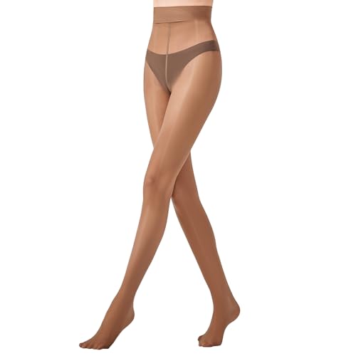 Image of Yilanmy Oily Shiny Tights for Women 10 Denier Sheer Tights