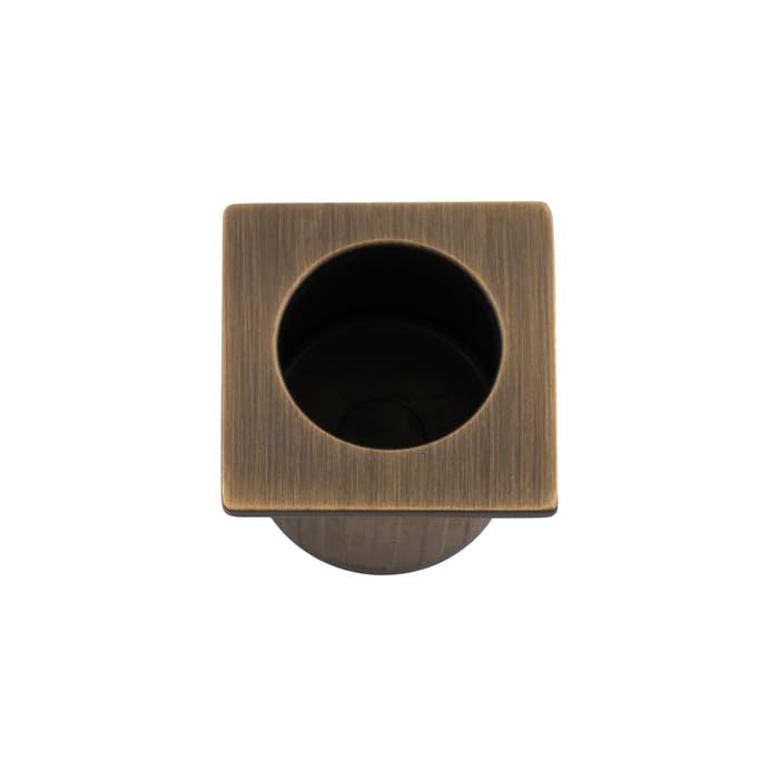 KOOPLES HARDWARE Sliding Door Finger Edge Pull (Square) – Flush Pull Handle for Sliding & Pocket Doors – Square Recessed Design in Satin Stainless Steel (Antique Brass)
