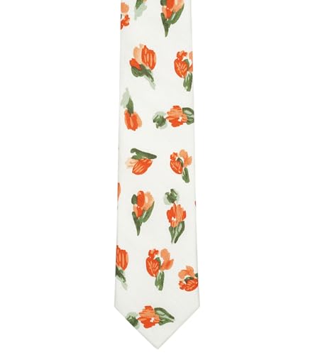 Image of BELLUNO Men's Cotton Floral Skinny Tie, 2.5 inch Width, with Gift Box