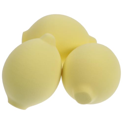 Lurrose 3 Esponjas de Maquillaje Forma de Limón Esponja Cosmética Suave y Fina para Difuminar Base para Maquillaje Húmedo y Seco Herramienta de Belleza para Rostro