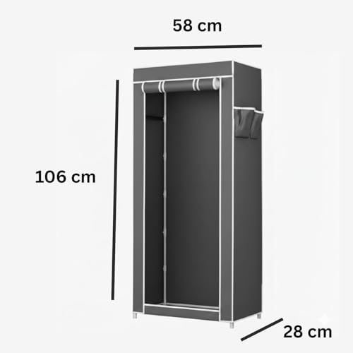 Image of EASY BUY Grey Shoe Rack Cover only, 6 Shelves Cover with Zip Door Lock & Side Pocket | Dustproof
