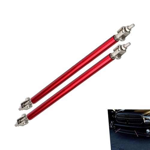 Bawkars 2 PCS Adjustable Splitter Strut Rods, 8"-11" Aluminum Alloy Front Bumper Lip Splitter Strut Tie Rods, Multi-Range Bumper Lip Reinforcement Stabilizer Support Bars for Most Cars (Red)