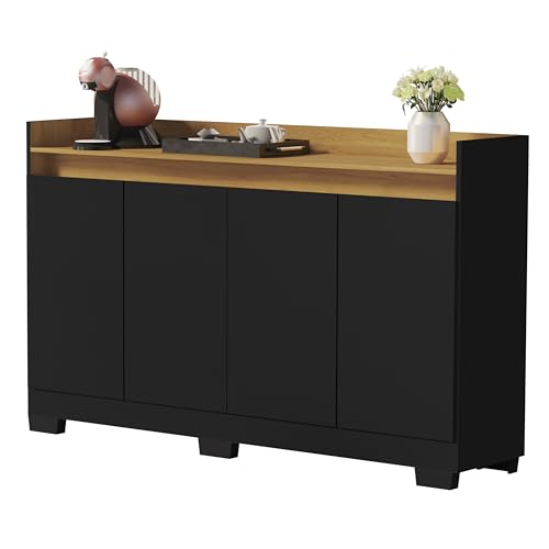 Rack Aparador Buffet Retrô Modelo Ryzen com 4 portas, Escritório,...