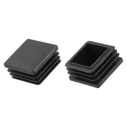 METALLIXITY Square Tube End Cap(35 x 35mm) 2Pcs, Plastic Plugs Insert End Caps Pipe Cap Cover - for Furniture Table Chair Legs, Black