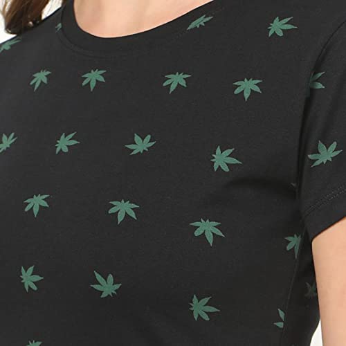 Image of Bewakoof Women's All Over Printed 100% Cotton T-Shirt - Regular Fit, Round Neck, Half Sleeves