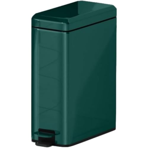 WhiteForest ゴミ箱 ふた付き指紋防止 スリム ステンレス ゴミ箱 10L/15L/18Lおしゃれ ペダル式 ごみ箱密閉 音無し 省スペース キッチン、リビングルーム、トイレ、バスルーム用 (10L(14*22.5*37cm),グリーン)