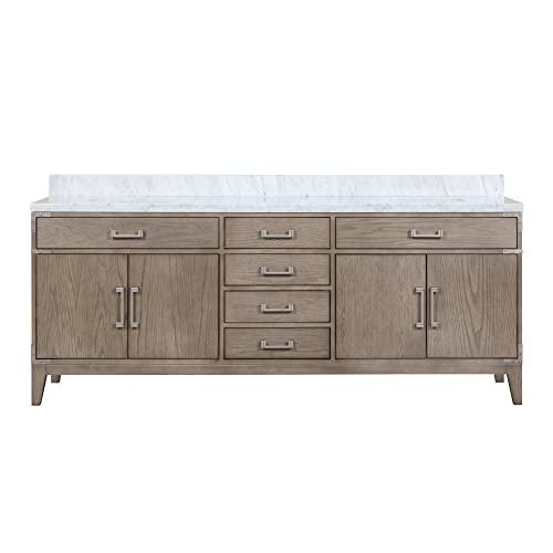 Bell+Modern Harbor 84 inch Grey Oak Double Sink Bath Vanity and Carrara Marble Top Bell+Modern Harbor 84 inch Grey Oak Double Sink Bath Vanity and Carrara Marble Top