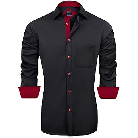 J.VER Men's Black Long Sleeve Dress Shirt Cover