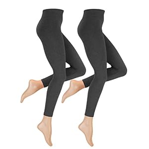 Seamless Thermolegging voor dames, met warme fleece aan de binnenkant, verpakt per 2, in zwart of antraciet gemêleerd
