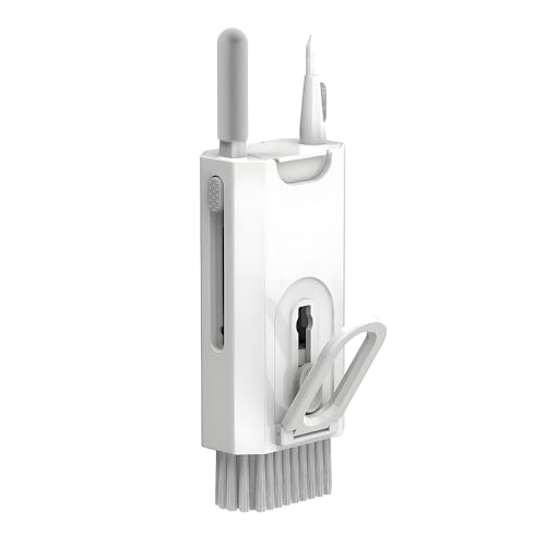 Qumox Kit de Limpieza Multifuncional 8 en 1 para Dispositivos electrónicos: Cepillo para Teclado, Limpiador de Pantallas, Limpiador de Auriculares y AirPods, diseño Compacto y portátil