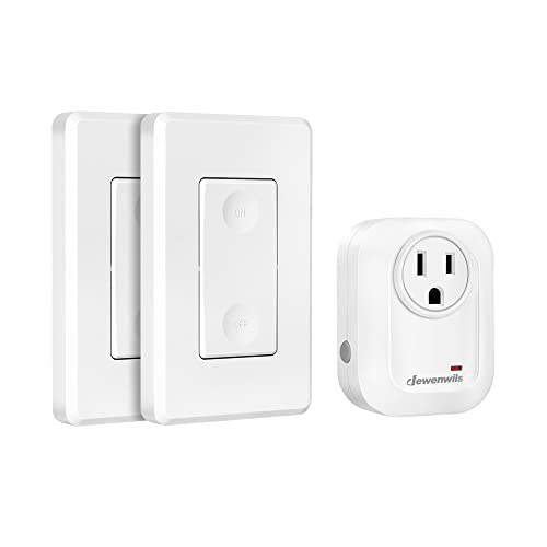 DEWENWILS Interrupteur mural et sortie sans fil, aucun branchement de branchement sur le commutateur d'alimentation hors tension, interrupteur à télécommande extensible, 100Ft RF Gamme (2 Interrupteurs et 1 Récepteur)
