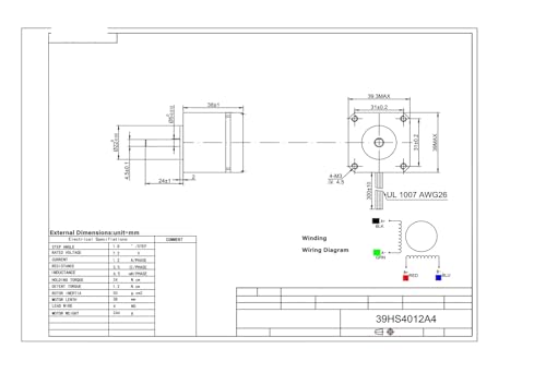 Moteur pas à pas de 1,8 degrés avec boîtier compact de 40 mm à axe unique