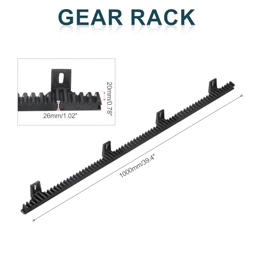 Image of uxcell Nylon Gear Rack, 4 Pcs Total 13.2 ft Heavy Duty Reinforced Rack with Mounting Hardware Straight Gears for Slide Door Operators, Sliding Gate Openers