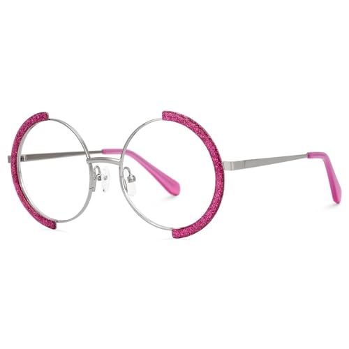 Image of Zeelool Vintage Metal Round Blue Light Blocking Glasses for Women ZJGM351423-04 Pink