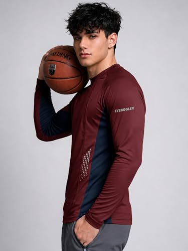 Image of EYEBOGLER Men's Full Sleeve Round Neck Activewear T-Shirt | Dry Fit Sports Top for Gym, Running & Training | Breathable Stretch Fabric | Athletic Fit for Workout & Outdoor Activities