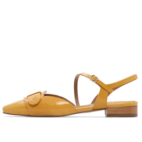 anteikira Women's Square Toe Buckle Flats Ankle Strap Closed Toe 1 Inch Chunky Low Heel Pumps Comfortable Fashion Work Office Party Wedding Dress Shoes2