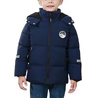 Boys' Windproof Zip Up Hoodies with Zipper Pockets Sherpa Fleece Thicken Jacket Casual Hooded Coats Fall Puffer Outwear Navy Blue 11-12 Years