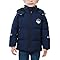Boys' Windproof Zip Up Hoodies with Zipper Pockets Sherpa Fleece Thicken Jacket Casual Hooded Coats Fall Puffer Outwear Navy Blue 11-12 Years