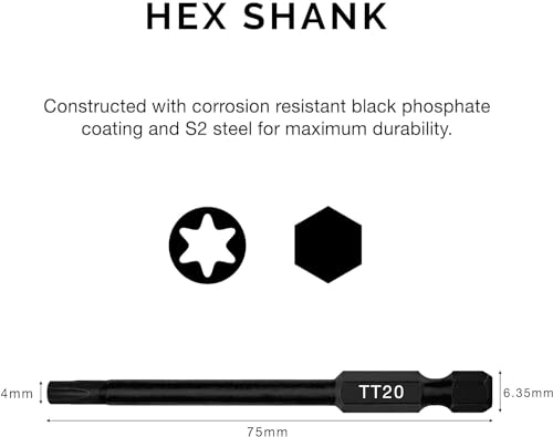 NEIKO 01149A Torx Head Drill Bit Set, 11-Piece Sizes TT6 to TT40 | Tamperproof Magnetic Bits 3 Quick Release Shanks Premium S2 Steel Compatible with Power Drills and Impact Drivers