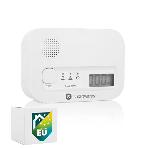 Smartwares Detector de monóxido de Carbono - Sensor de 10 años - con Pantalla y botón de Prueba - FGA-13041