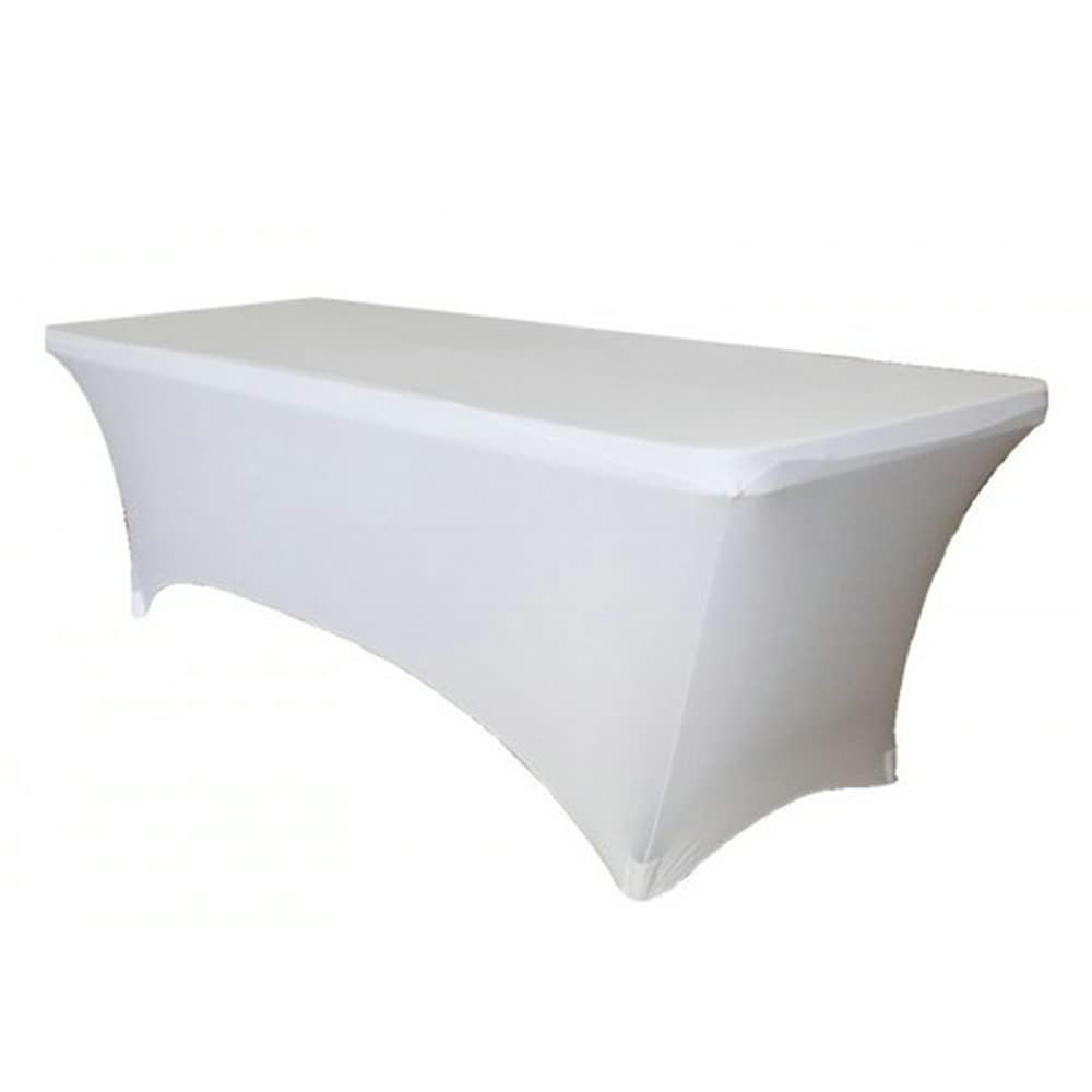Highdi Tovaglia in Spandex Rettangolare, Tovaglia Elasticizzata Copritavolo Lavabile Estensibile per Matrimoni, Banchetti, Eventi e Feste (Bianco,6FT