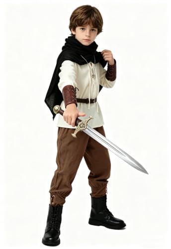 Image of 8 Pcs Medieval Costume for Boys Renaissance Viking Pirate Tunic Outfit for Kids