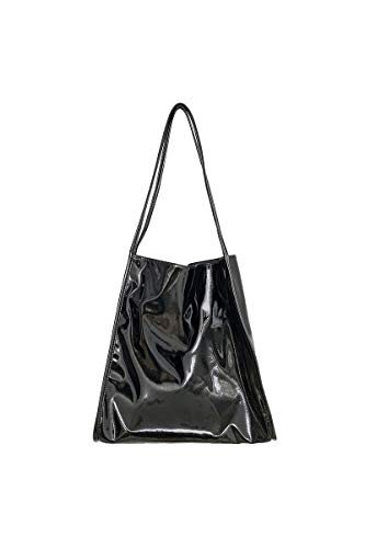 Ulisty Femmes Sac en cuir verni Doux Fourre-tout Décontractée Sac d'épaule Mode Sac à main noir