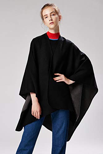 Lncropo Women's Shawls Wraps Winter Open Front Poncho Cape Oversized Cardigan Sweater2