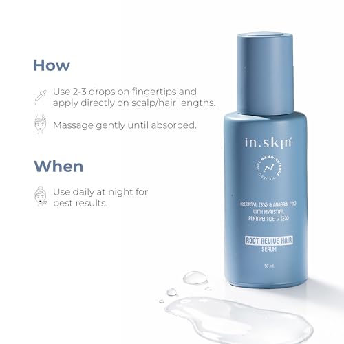 Image of in.skin Root Revive Hair Growth Serum for Hair Fall Control & New Hair Growth | With 4% AnaGain, 3% Redensyl, 3% Procapil & 2% Myristoyl pentapeptide-17 | For All Hair Types | 50 ml