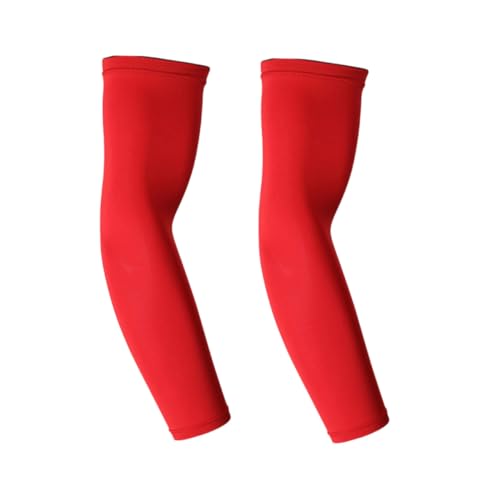 Ipetboom 1 Pair Elbow Protection Sleeve for Men Women Stretchy Sun Protective Pads Breathable Compression Arm Guard for Sports Training Red