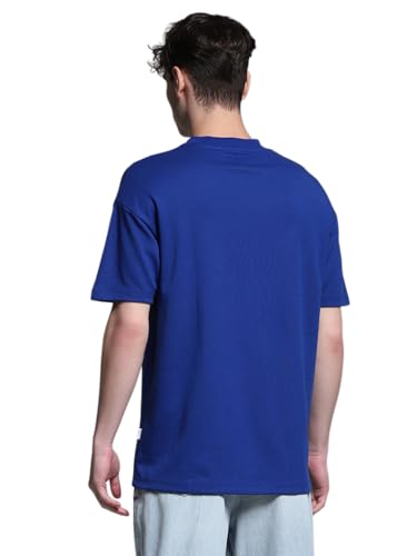 Image of Jack & Jones Men's Solid Round Neck Cotton Relaxed Fit T-Shirt | Boxy Fit | Drop Shoulders