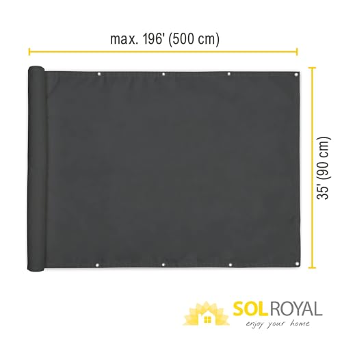 Sol Royal PES Balcony Privacy Screen Garden 90x500 cm Anthracite – Waterproof Privacy Netting with Eyelets & String – UV-Resistant Fence Outdoor Garden Screening Balcony Cover Patio Windbreak – PB2 - Image 7