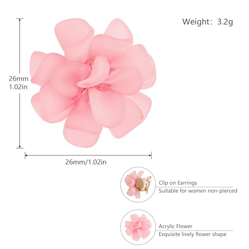 LAXPICOL Fashion Flower Clip On Earrings For Women Cute Lovely Acrylic Flower Earrings No piercing Earrings2