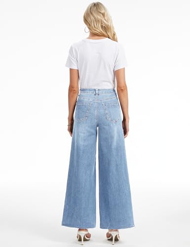 YUCOLEN Women's Wide Leg Jeans Baggy High Waist Stretchy Jeans Loose Straight Leg Vintage Y2K Denim Pants2