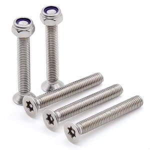 Glvaner (20 Sets) M6 x 30mm Countersunk Torx Head Machine Screws with M6 Locknuts and a Torx Drive Bit, Stainless Steel 304 (18-8), Tamper Resistant Screws, Full Thread, Security Machine Screws