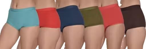 Women Hipster Panty Pack of 6 Soft Hosiery Fabric Comfortable Everyday Fit Plain and Formal Multi 2XL Multicolour-image-33