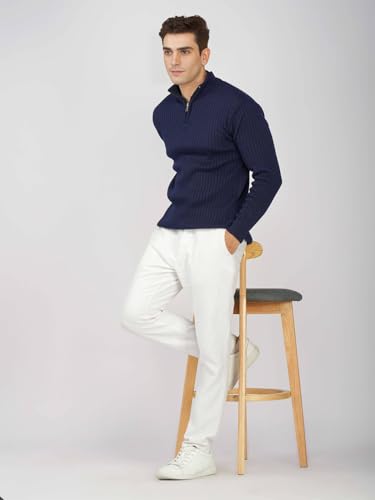Image of LOQUE Men's Wool Blend Selection Sweater Half Zip High Neck Pullover Warm Casual Winter Wear for Office and Travel