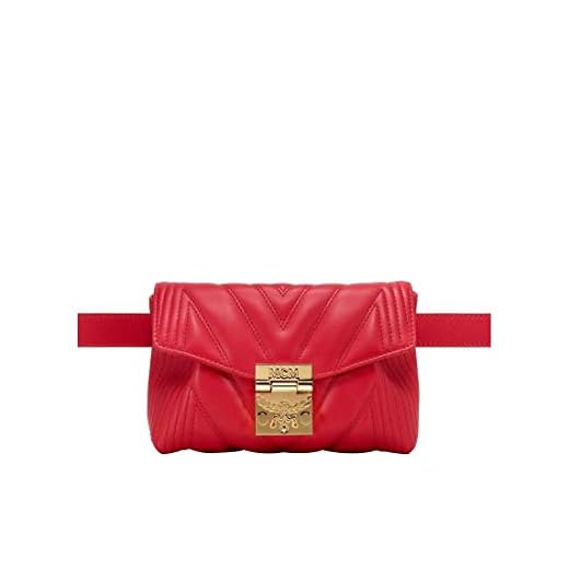 MCM Women's Patricia Red Quilted Leather Crossbody Belt Bag MWZ9APA83RU001