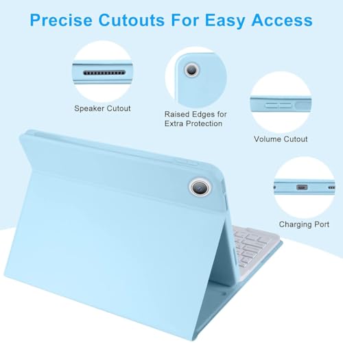 Image of Keyboard Case for Lenovo Tab M10 Plus 3rd Gen 10.61 inch (TB125FU, TB128FU, TB128XU) Folio Cover Trackpad, 7 Color Backlit, Magnetically Detachable Keyboard, Pencil Holder, Auto Sleep Mode