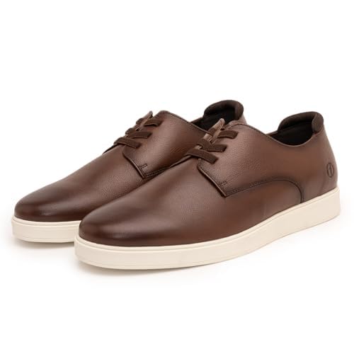 Image of Thomas Crick Luxurious Genuine Leather Sneakers with Dual-Tone Finish and Ortho Footbed