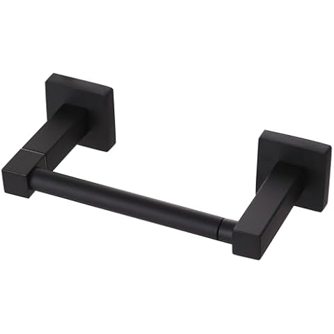 Ntipox Black Toilet Paper Holder Square Wall Mount, Matte Black Bathroom Toilet Paper Holder for SUS 304 Stainless Steel, Double Post Pivoting Toilet Paper Roll Holder for Bathroom RV Cover