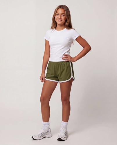 Image of Real Essentials 5 Pack: Girls' Dry-Fit Athletic Dolphin Shorts for Youth Kids Teens Running Gym Sports (Ages 4-16)