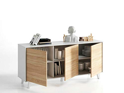 Credenza Moderna Gijòn 3 Ante - Bianco E Rovere Per Soggiorno O Ingresso - Foto 2