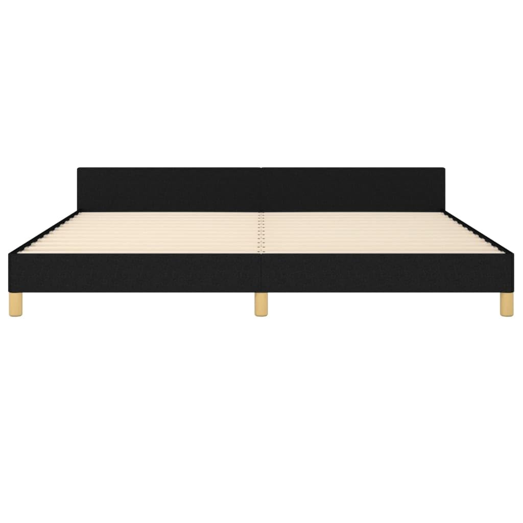 Homgoday Bettgestell mit Kopfteil, schwarz, 180 x 200 cm, aus Stoff, Dekor für Möbel, Bettrahmen, Bettrahmen, Rahmen für Wohnzimmer, Schlafzimmer, Modell 3125164