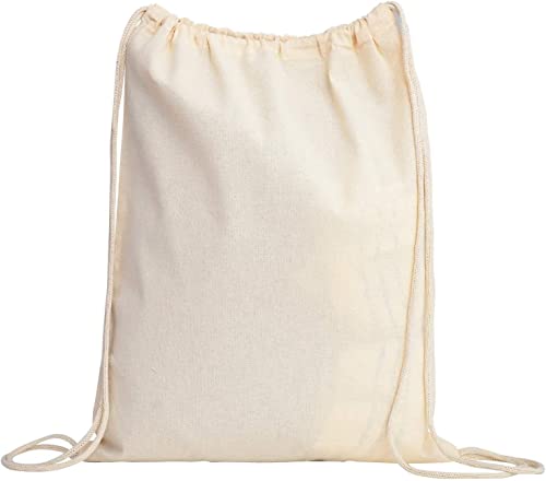 TBF Wholesale Durable Cotton Canvas Natural Drawstring Backpack Bags in Bulk 14