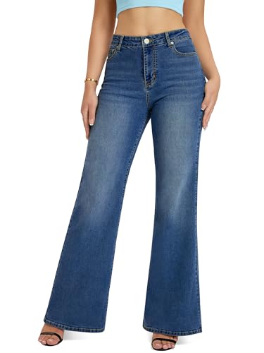High Waisted Wide Leg Flared Jeans for Women, Stretchy Loose Bell Bottom Jean with 40-Pocket3