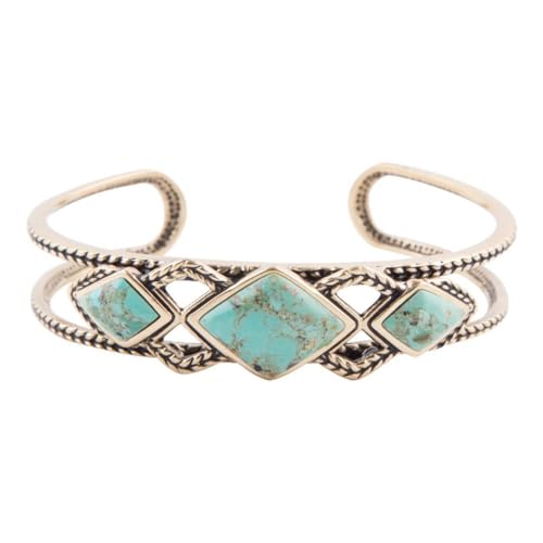 Barse Jewelry Blue Turquoise and Golden Cuff Bracelet4